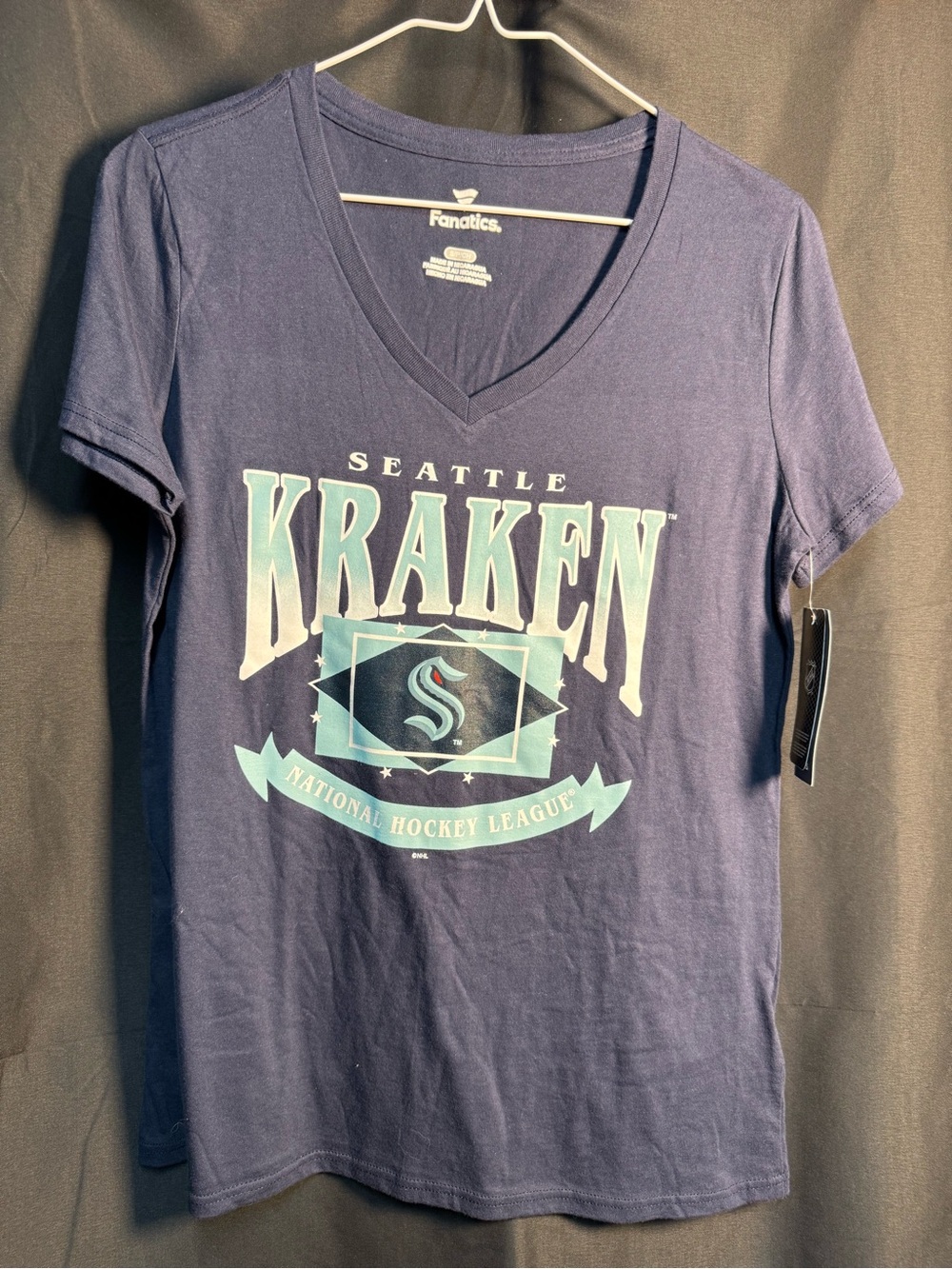 Seattle Kraken Navy Fanatics V-Neck Tee
